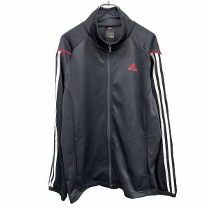 アディダス ジャージジャケット トラックジャケット ロゴプリント ラグラン 長袖 ポリ100% XL O LL ダークネイビー 濃紺×白×赤 メンズ｜undo-rowa
