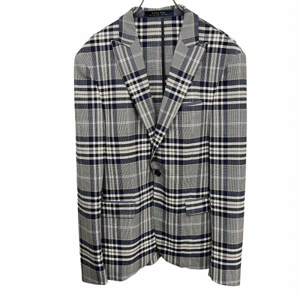 ザラ ZARA MAN テーラードジャケット チェック 背抜き裏地 長袖 ポリ×レーヨンなど [EU...