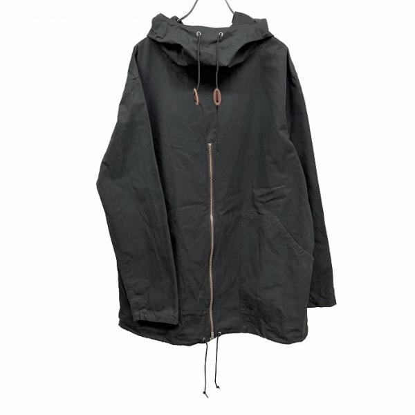 ナプロン NAPRON 少し薄手 プルオーバーパーカー ハイネックフード 裏地無し 無地 長袖 裾と...