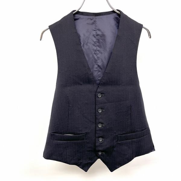 ジレ ベスト メンズ 男性 ノースリーブジャケット マイクロストライプ ボタン留め 裏地付き Vネッ...