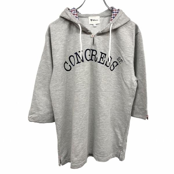 THE SHOP TK MIXPICE プルオーバーパーカー スウェッティー 7分袖 フードにチェッ...