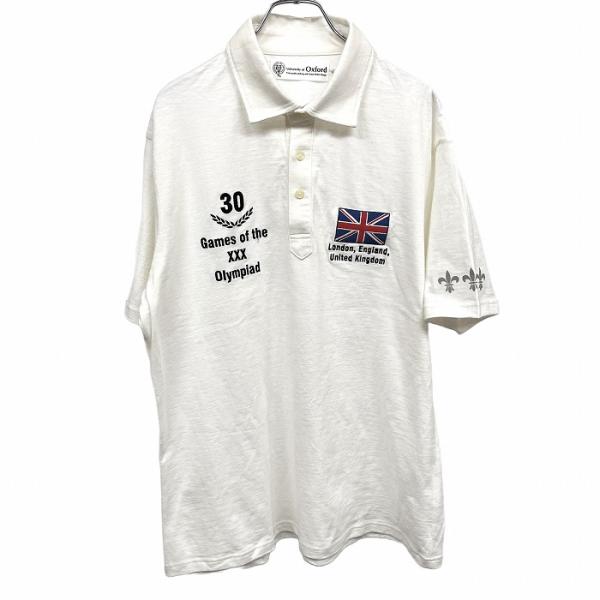 ユニバーシティオブオックスフォード ポロシャツ Tシャツ生地 ユニオンジャック 英字 刺繍 半袖 綿...