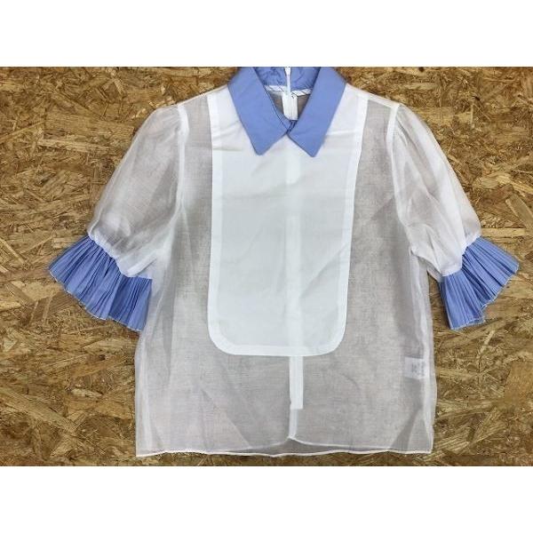 GRADE サイズ不明(肩幅32cm) レディース ブラウス トップス 袖にプリーツ 半端袖　透け感...