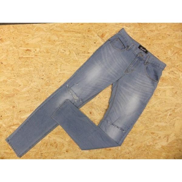 キャバリア CavariA クラッシュ加工 デニム ストレッチ ジーンズ 綿×ポリウレタン 42（S...