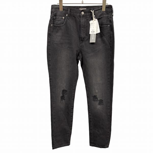 ベイフロー 【新品】 ダメージジーンズ デニム パンツ ひざに穴開き テーパード 無地 綿100%(...