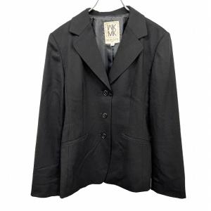☆美品☆ニューヨーカー　高級シルク混ウールコート　裏地ストライプ　11号 ◇ウールナイロンオックスステンカラーコート