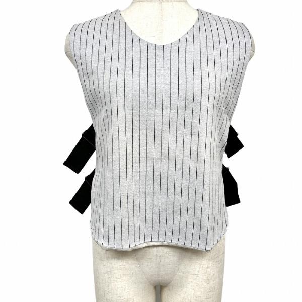 THE STUNNING カットソーベスト 裏地付き ストライプ サイドはベルトのみ スプーンネック...