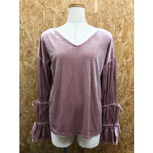 E hyphen world gallery - F レディース ベロアトップス リボンスリーブ プ...