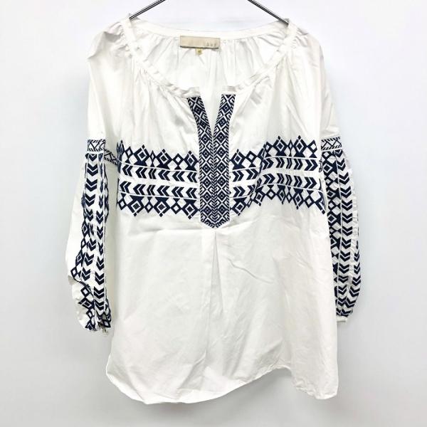 自由区 - 40 レディース プルオーバー ブラウス 民族柄刺繍 フロントホック キーネック 襟カッ...