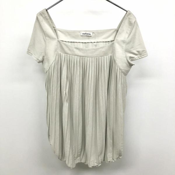 NEW YORKER 若干薄手 プルオーバー スクエアネック プリーツトップス 透け感 長袖 ポリ×...