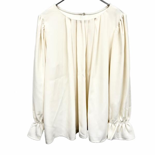 ボンサンス自由が丘 【新品】 プルオーバー シャツ チュニック 背中が別生地 長袖 無地 ポリ×レー...