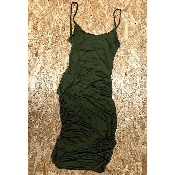 ※ブランド不明 Sサイズ レディース 薄手 ワンピース バックレースアップ ノースリーブ 膝丈 無地...