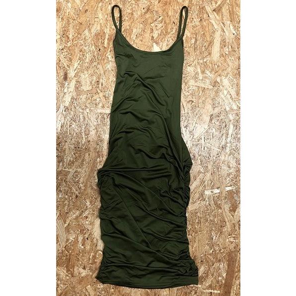 ※ブランド不明 Mサイズ レディース 薄手 ワンピース バックレースアップ ノースリーブ 膝丈 無地...