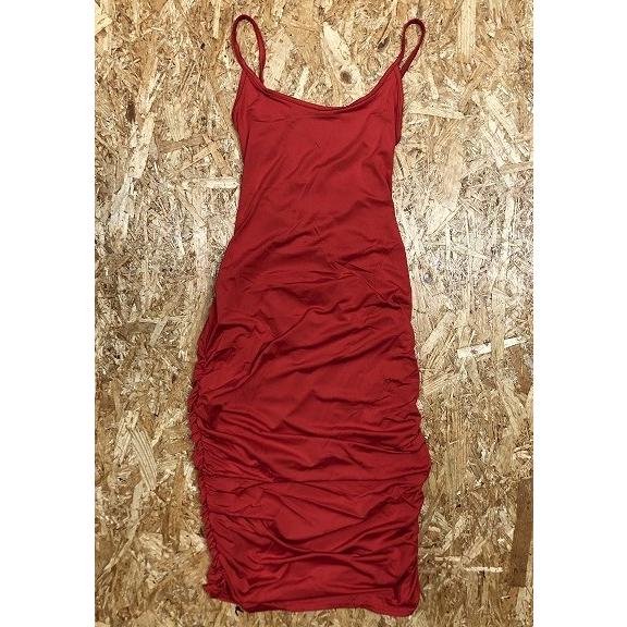 ※ブランド不明 Sサイズ レディース 薄手 ワンピース バックレースアップ ノースリーブ 膝丈 無地...