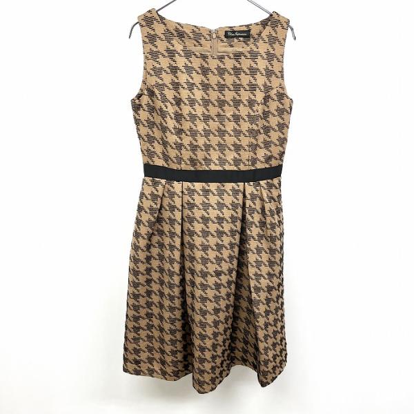 CLEAR IMPRESSION ノースリーブワンピース 千鳥格子 裏地付き フレアスカート ポリ×...