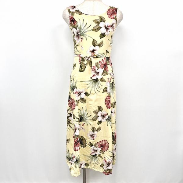PARADISE BAY ノースリーブワンピース アロハ柄 花柄 裏地無し USA・ハワイ製 レーヨ...