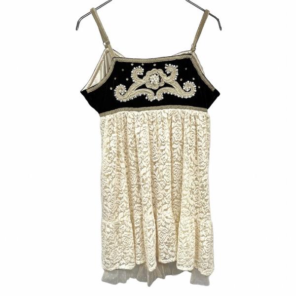 【新品】axes femme 花柄レース ビーズ チュニック ベロア 微起毛 肩紐 綿×アクリル M...