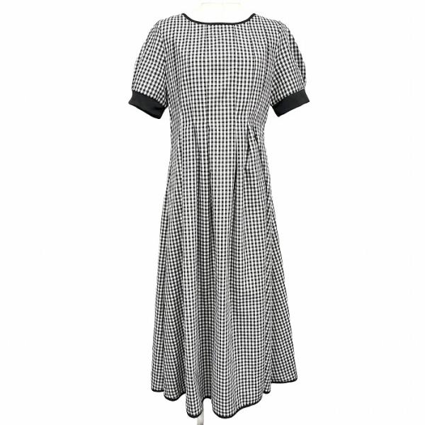 アビトーキョー 【新品】ABITOKYO ワンピース ロング チェック 裏地無し 半袖 フレア ポリ...