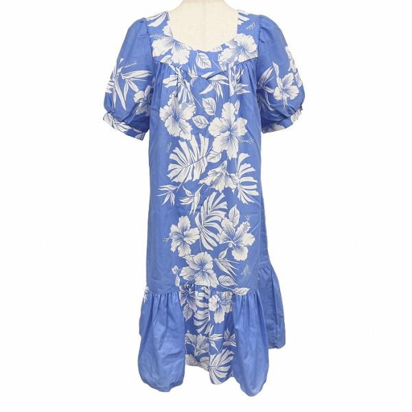 ロイヤルクリエーションズ シャツワンピース アロハ柄 花柄 ペンタゴンネック 半袖 ハワイ製 ポリ×...