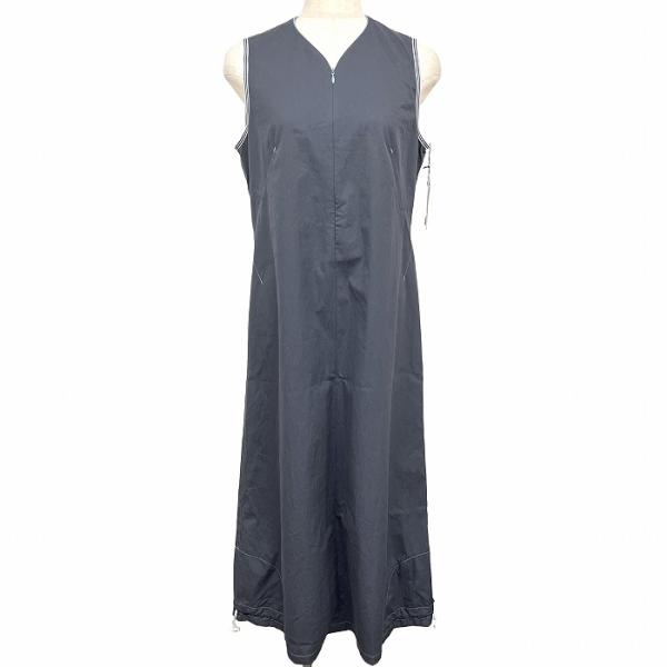 【新品/訳アリ】LA DUREE ワンピース ロング ノースリーブ Vネック フロントファスナー ハ...