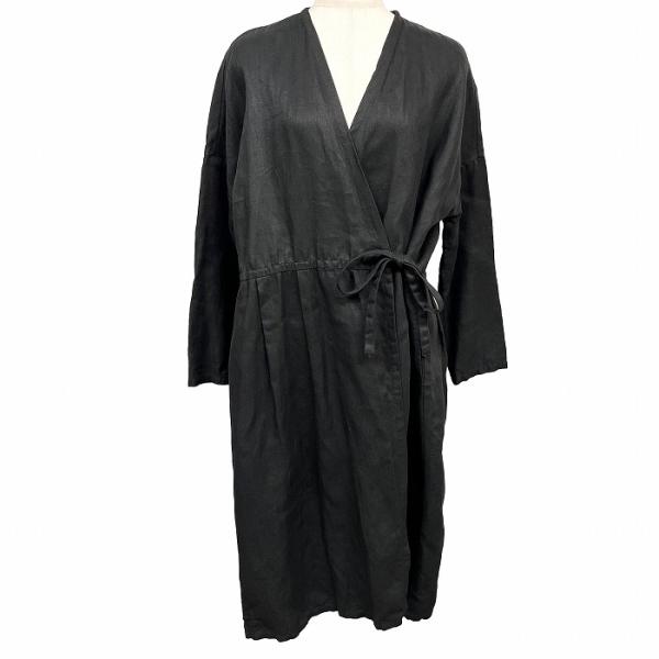 トラバイユマニュアル TRAVAIL MANUEL ガウンワンピース ロング 無地 長袖 ノーカラー...