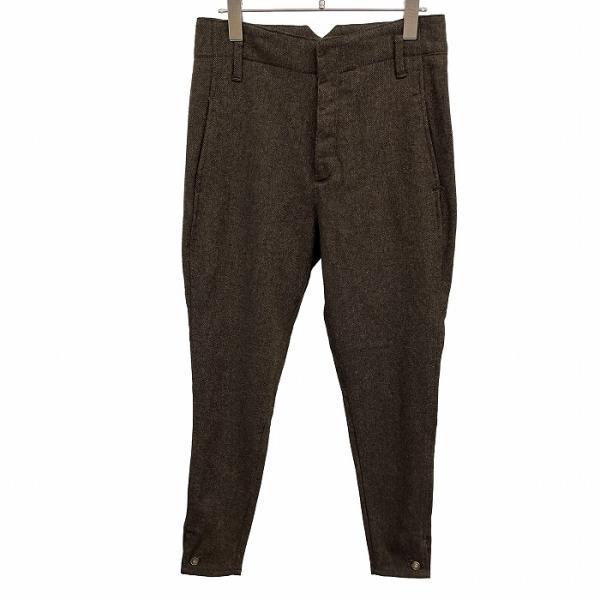 REIGN 起毛 スキニーパンツ ボタンフライ テーパード 裾ボタン 無地 ウール×ポリ(ラベル：牛...