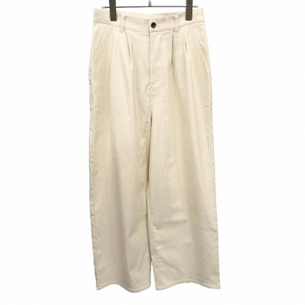 ジャバ JaVa ワイドパンツ 無地 2タック ストレッチ ジップフライ ポリエステル×レーヨン×ナ...