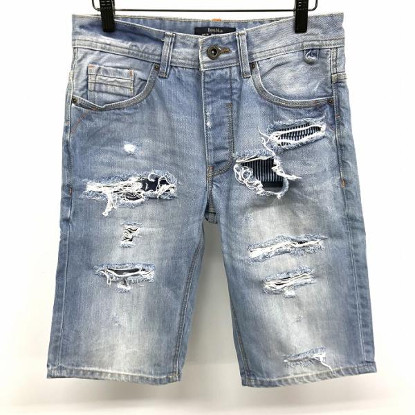 Bershka テーパードデニムショーツ ショートパンツ ダメージジーンズ USED加工 クラッシュ...
