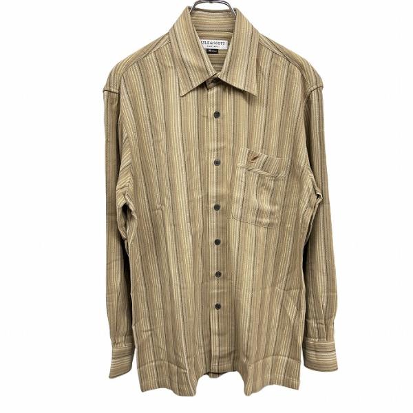 ライルアンドスコット 微起毛 シャツ ビエラ起毛 ストライプ 鳥の刺繍 長袖 アクリル×ウール M ...
