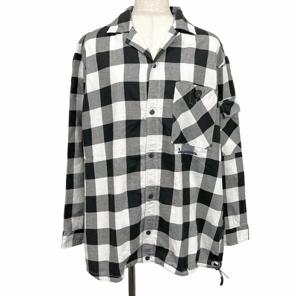 ドラッグストアーズ オープンカラーシャツ 開襟 ボックスカット バッファローチェック 長袖 日本製 ...
