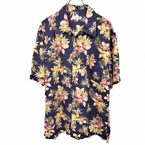 Kaluluwa カルルワ 和柄 シーサー 花 アロハシャツ Lサイズ 黒 Kaluluwa カルルワ 和柄 シーサー 花 アロハシャツ Lサイズ 黒