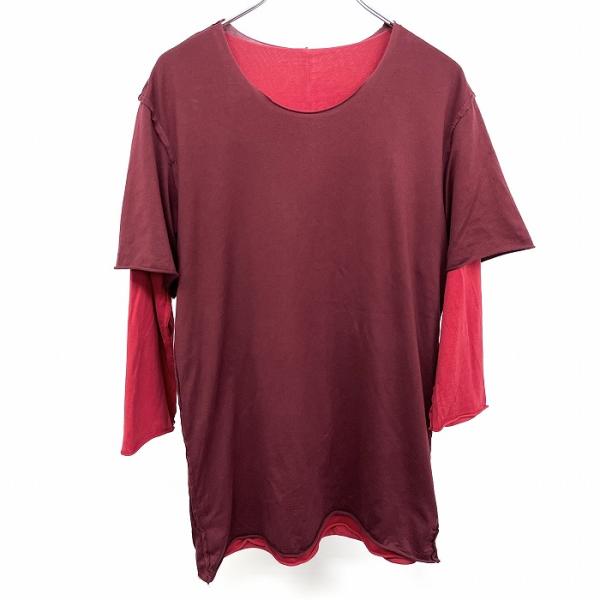 ATTACHMENT アタッチメント 2 メンズ 男性 レイヤードTシャツ カットオフ 重ね着 無地...