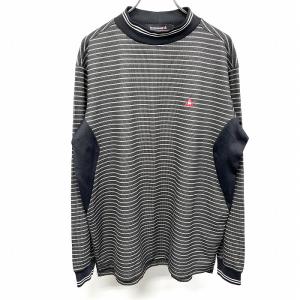 サイズ：L V12 ヴィトゥエルヴ  長袖ハイネックTシャツ ボーダー ブラック系 [240101425404] ゴルフウェア メンズ ストスト サイズ：L V12 ヴィトゥエルヴ 長袖ハイネックTシャツ ボーダー