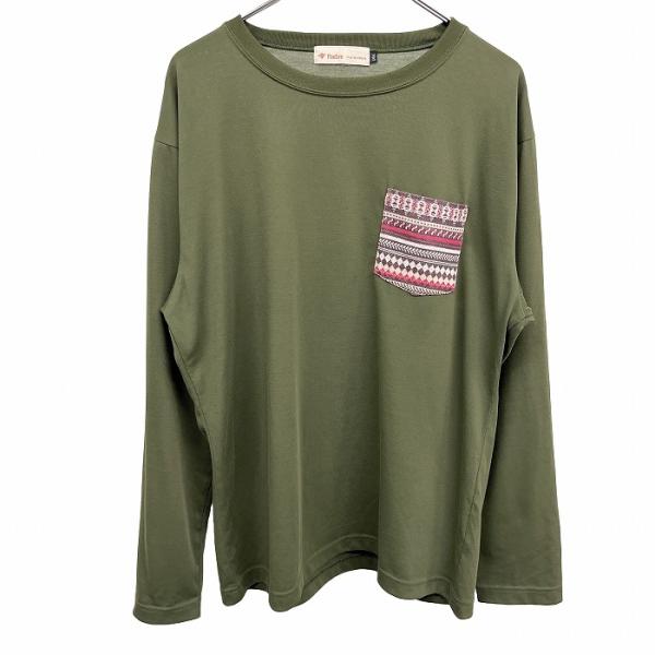 フォックスファイヤー Foxfire Tシャツ 民族柄ポケット アウトドア 長袖 ロングスリーブ 丸...
