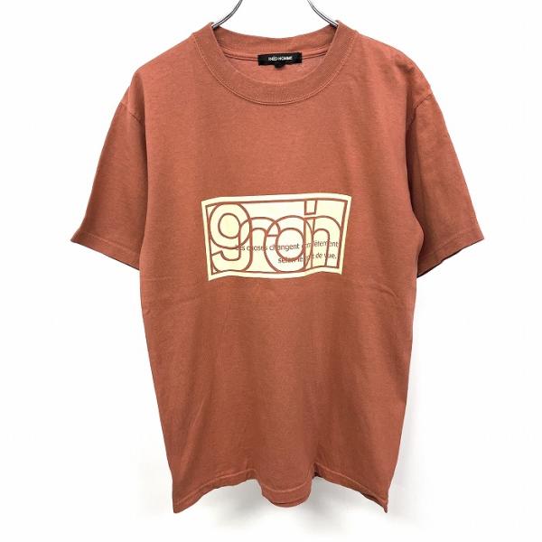 イネドオム INED HOMME Tシャツ 半袖 英字プリント 文字 丸首 USA製 カットソー 綿...