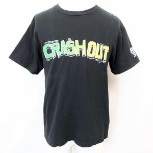 GRASS HITHER Tシャツ カットソー 両面プリント ストリートアート風 英字車に乗るモンスター 丸首 半袖 綿100% M ブラック 黒 メンズ｜undo-rowa