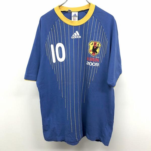 adidas Tシャツ サッカー 10番 KIRIN 2009 JFA ストライプ 丸首 ラグラン ...