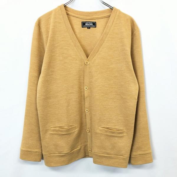 ビームス BEAMS ウールライクカットソー ボタンカーディガン Vネック 長袖 ポリ×レーヨン M...