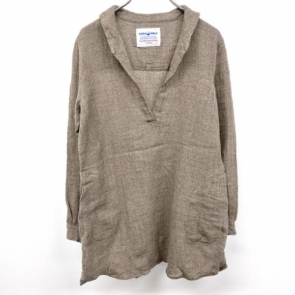 ココウォーク COCO WALK ウールカットソーシャツチュニック 裏地無し セーラーカラー 長袖 ...