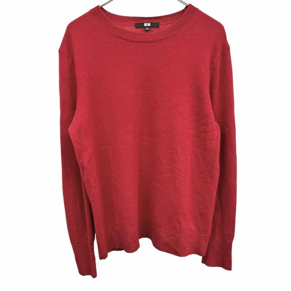 ユニクロ UNIQLO 薄手 ニット セーター 無地 長袖 ロングスリーブ 丸首 クルーネック カシ...