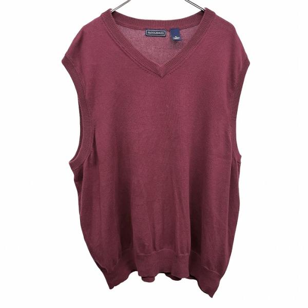 SADDLEBRED ニット ベスト ノースリーブ セーター 無地 Vネック プルオーバー 綿100...