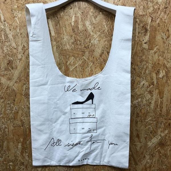 RANDA ランダ - トートバッグ エコバッグ ロゴ イラスト ハイヒール プリント ナチュラルカ...