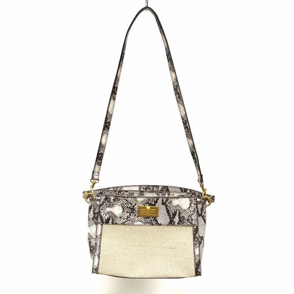 ミラオーウェン Mila Owen 2WAY ショルダーバッグ ハンドバッグ パイソン柄 合皮 ダー...