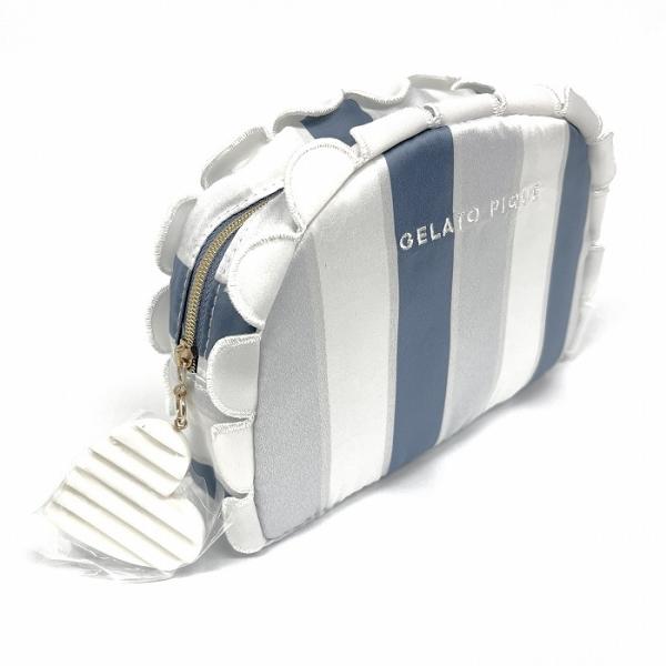 ジェラートピケ gelato pique スラカップポーチ ストライプ ロゴ刺繍 ハートのチャーム付...