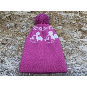 DISNEY ディズニー サイズF ニット帽 ミッキーマウス 帽子　ポンポン アクリル100% ピン...