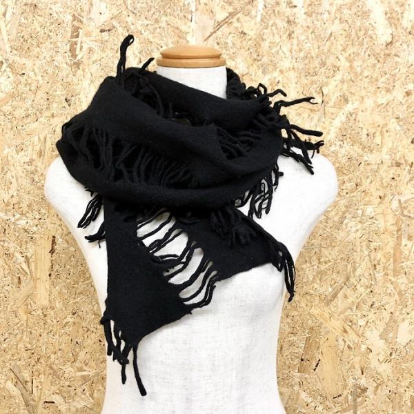 CHILD WOMAN チャイルドウーマン レディース フリンジマフラー USED風 無地 ピュアニ...