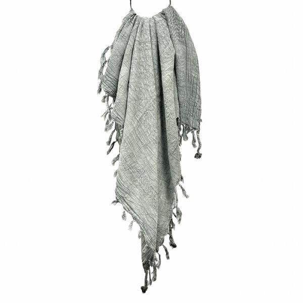 ビヨンド スカーフ ストール マフラー フリンジ 大判 正方形 綿100% グリーン 緑 レディース