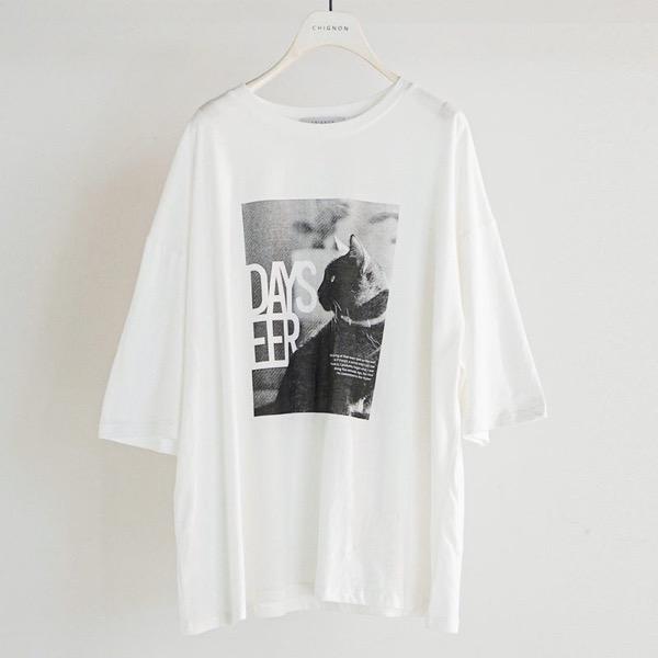 【予約販売】CHIGNON(シニヨン)/アニマルフォト”CAT”Tee(2月中入荷予定)