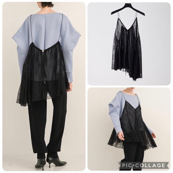 【予約販売】Mewl(ミュール)/アシメレースキャミ(8月中入荷予定)
