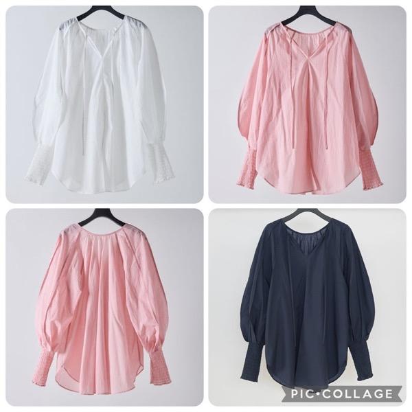 【予約販売】Mewl(ミュール)/シャーリングカフスチュニックSH(２月中入荷予定)